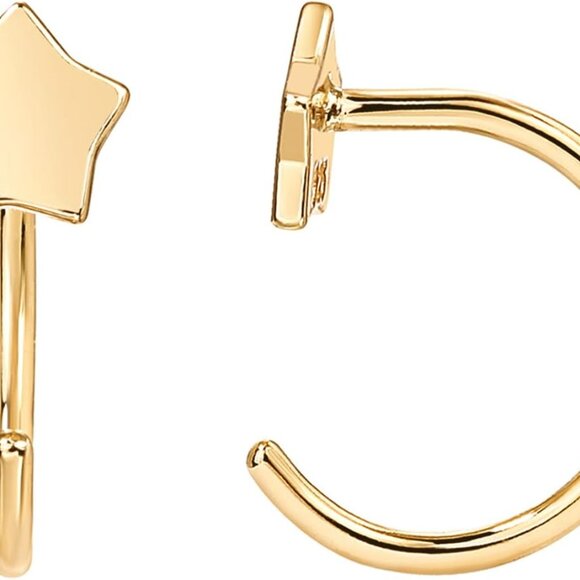 Other - 925 Sterling Silver Huggie Half Hoop Earrings | Hypoallergenic Minimalist Tiny C